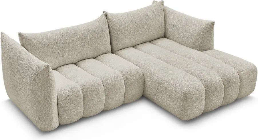 Bézs buklé sarokkanapé (jobb oldali-heverő résszel) Azra – Bobochic Paris