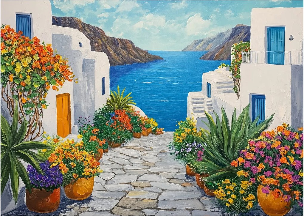 Üveg kép - Görög sikátor (70x50 cm)