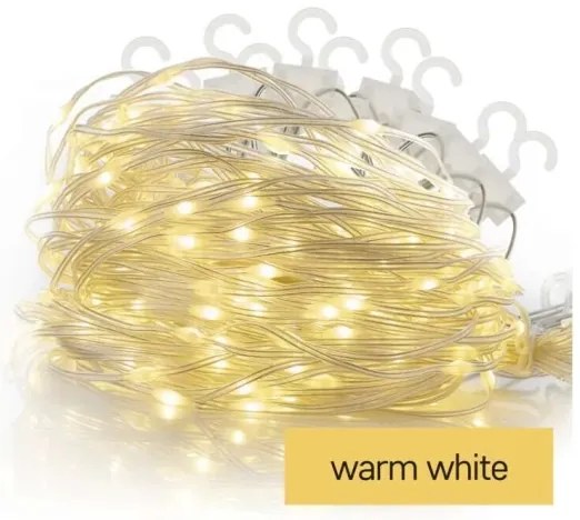 LED kültéri karácsonyi fényfüzér 100 LED, 8 funkció, 7,9x0,7m, IP44, meleg fehér