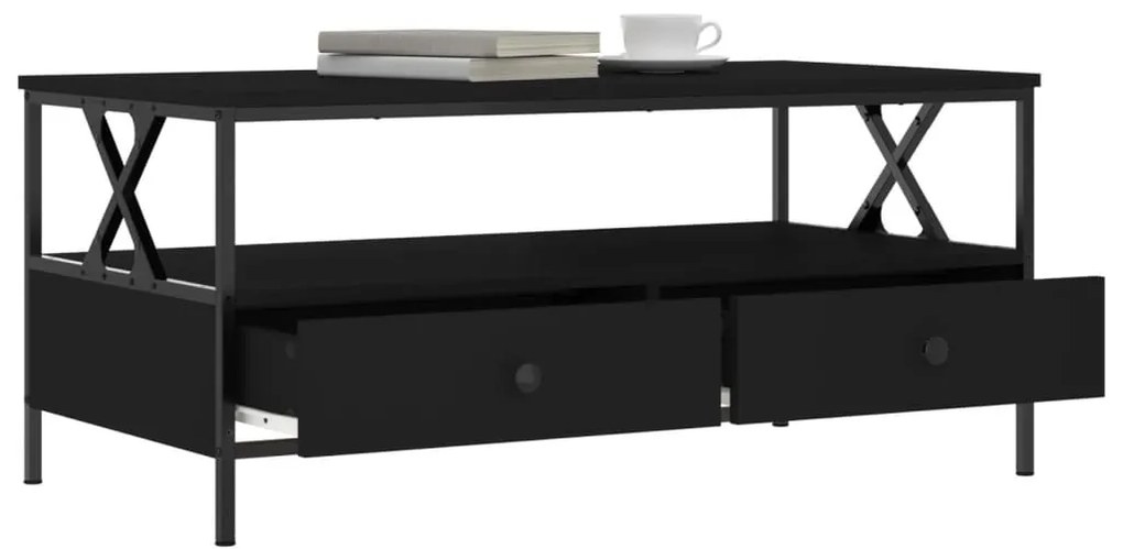Fekete szerelt fa dohányzóasztal 100 x 51 x 45 cm