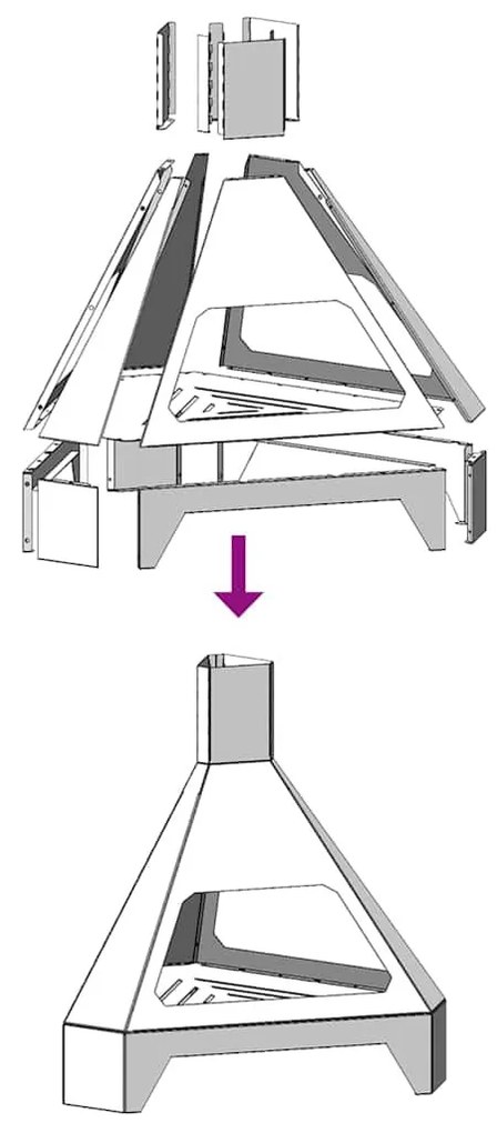 Tűzrakó Barna 50 x 43 x 52 cm időjárásálló acél