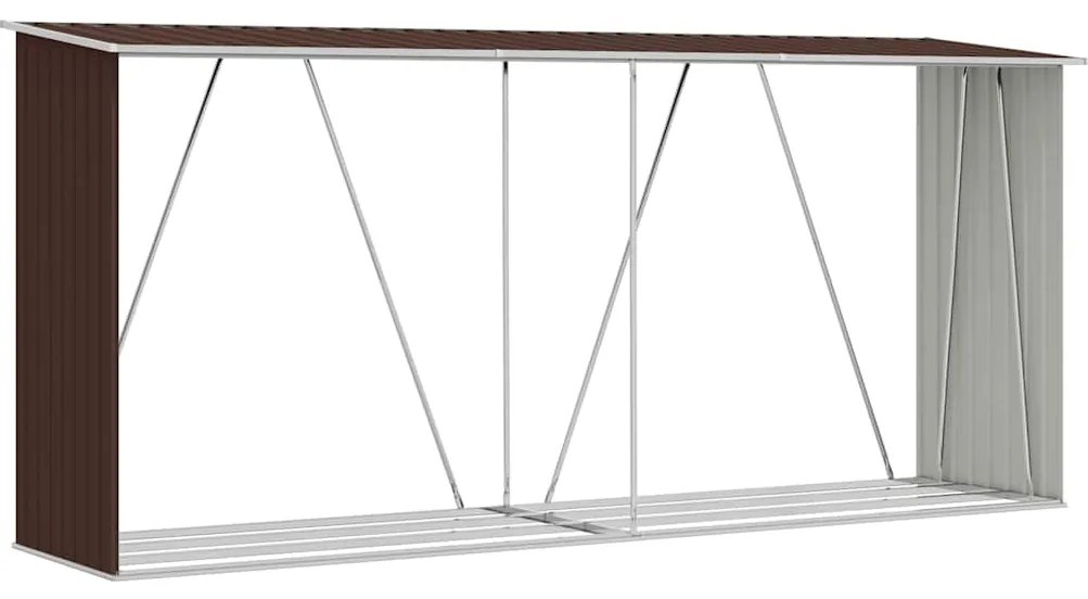vidaXL barna horganyzott acél kerti tűzifatároló 330 x 84 x 152 cm