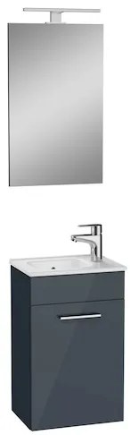 VitrA Mia Fürdőszobabútor szett mosdóval, tükörrel és világítással 39x61x28 cm fényes antracit MIASET40A