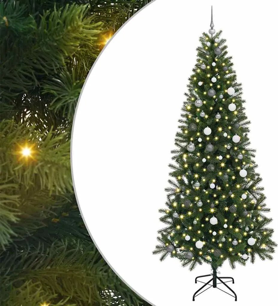 vidaXL Mű karácsonyfa 300 LED-del állvánnyal Zöld 240 cm PE és PVC