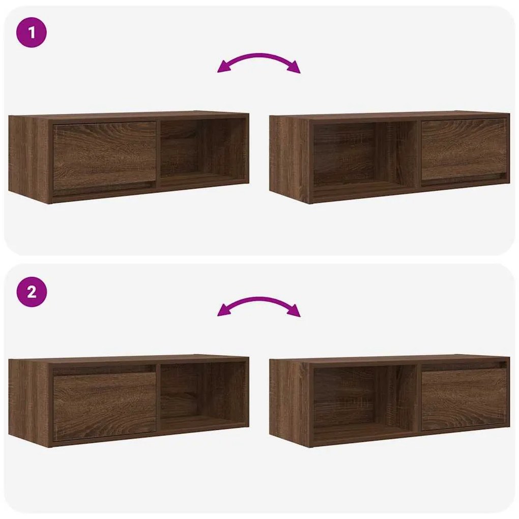 2 db barna tölgy színű szerelt fa TV-szekrény 80x31x25,5 cm