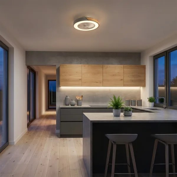 Brilagi - Dimmelhető LED ventilátoros lámpatest LED/38W/230V 50 cm szürke/tölgy + távirányító