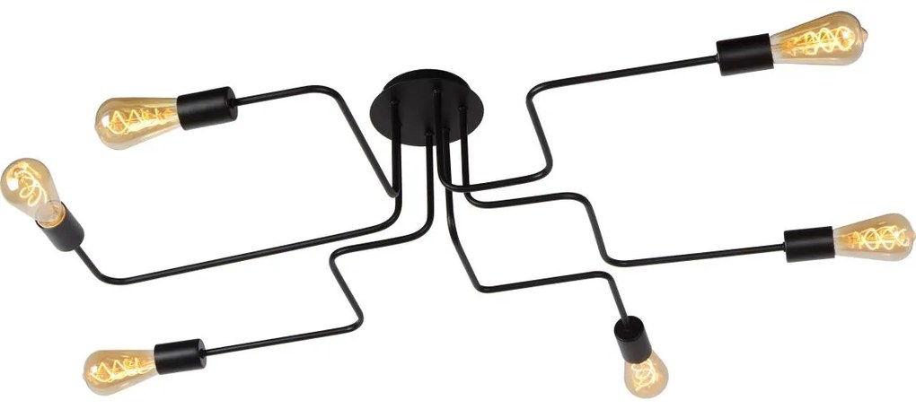 Lucide 21112/06/30 - Felületre szerelhető csillár LESTER 6xE27/40W/230V fekete