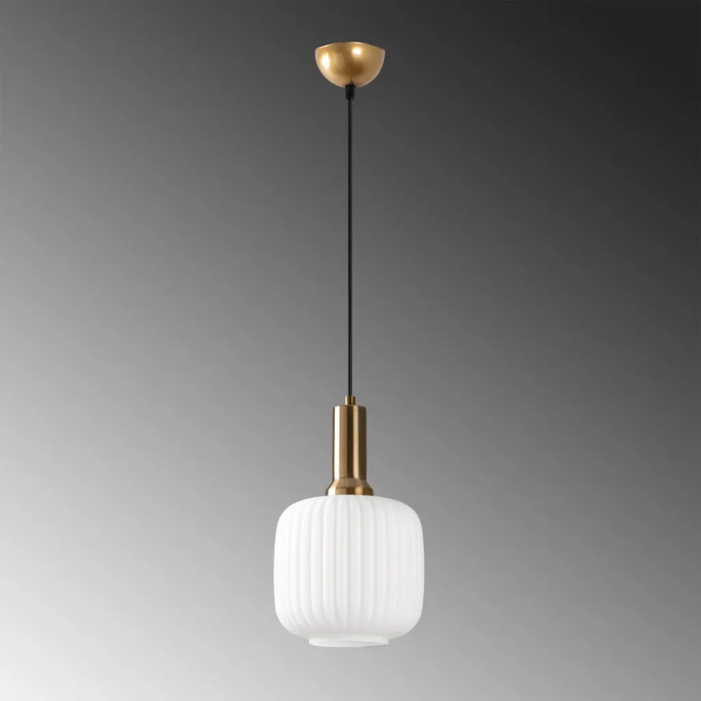 Asker 15186 arany fém-üveg függőlámpa, Ø20 cm