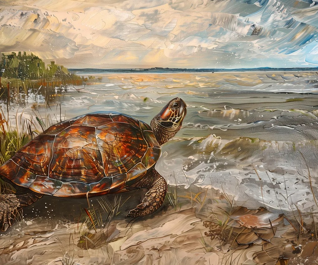 Poszter 60x50cm Tengerparti teknős