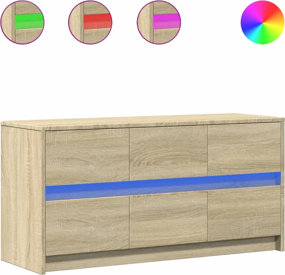 vidaXL sonoma tölgy színű szerelt fa LED-es TV-szekrény 100x34x50 cm