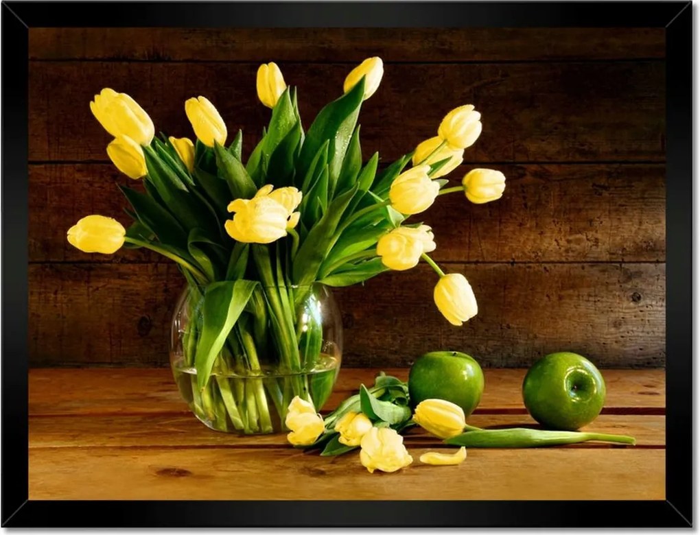 Poszter keretben 40x30 Sárga tulipánok