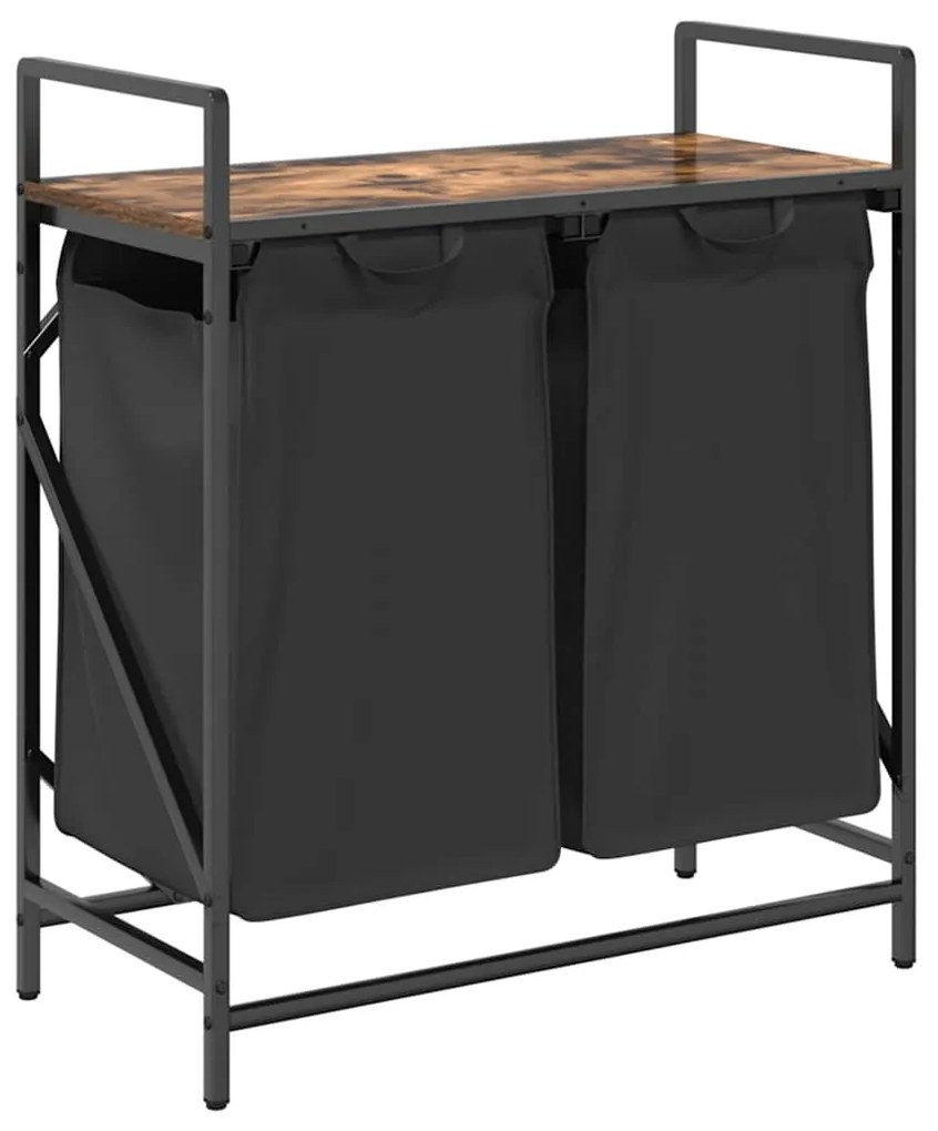 füstölt tölgy mosodai kosár 2 rekeszes polccal