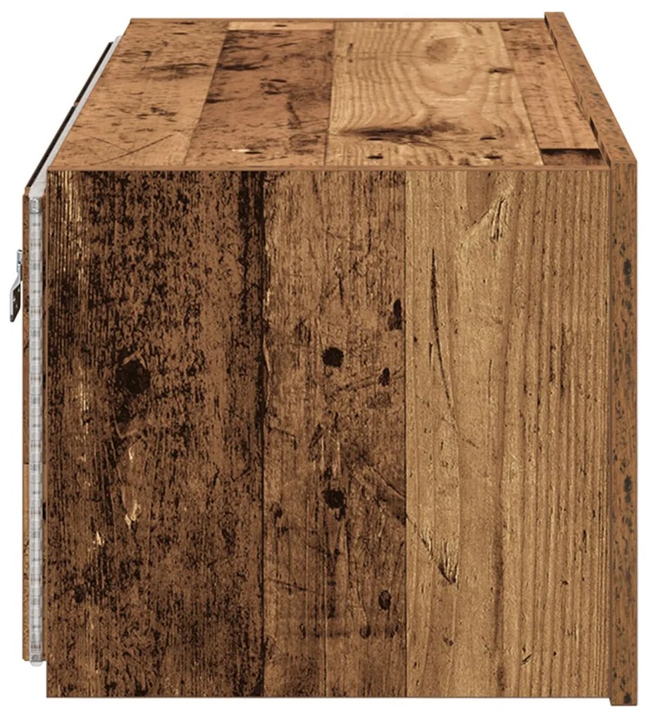 TV Fali Szekrény LED Világítással Régi Fa 80x35x31 cm