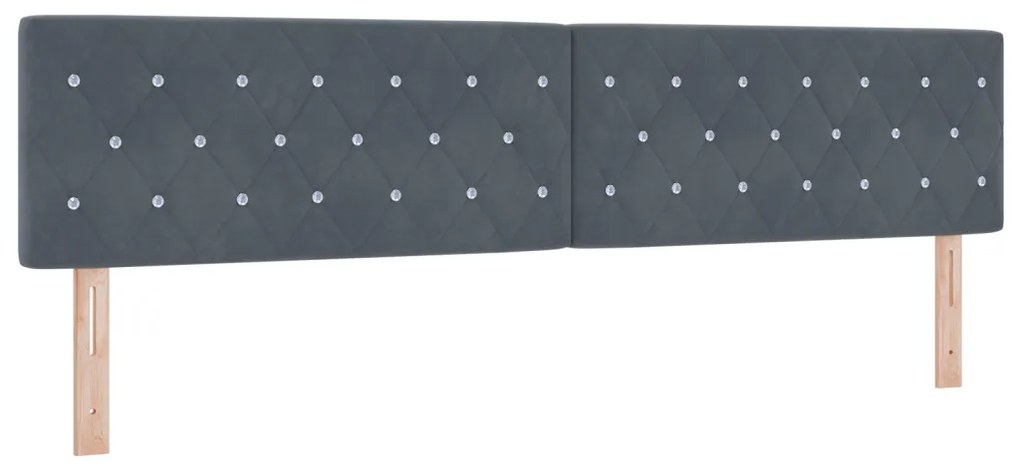 Boxspring Ágy Mattal és LED Világítással Sötét Szürke 200x200 cm Bársony