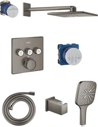 Grohe zuhanyrendszer termosztátos csapteleppel szálcsiszolt hard graphite GBAL9