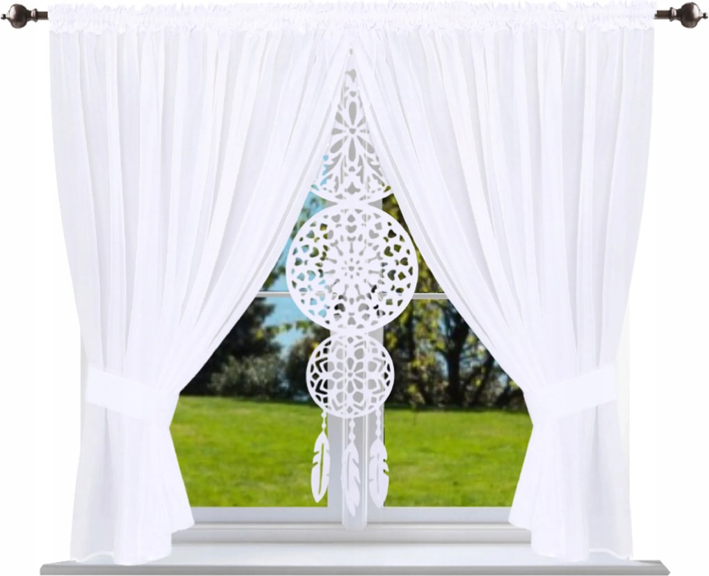 Kész függöny, egyszerű, 150x500 cm-es panel, álomfogó filc, sima fehér függöny