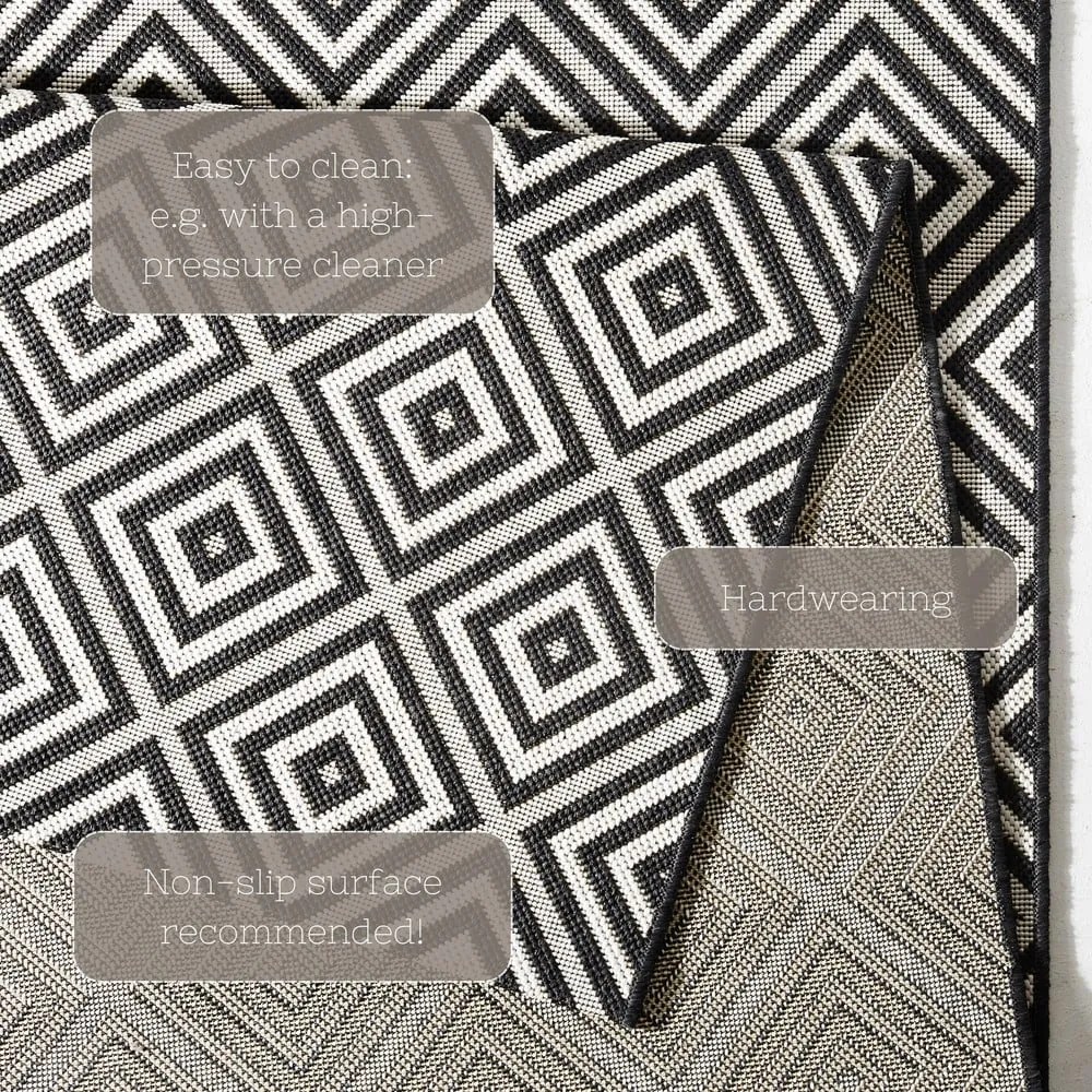 Karo fekete-fehér kültéri szőnyeg, 200 x 290 cm - NORTHRUGS