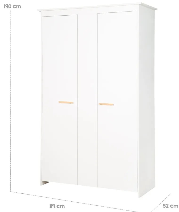 Fehér gyerek ruhásszekrény 119x190x52 cm Anton – Roba