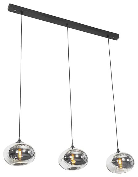 Art Deco lógólámpa fekete füstüveggel, hosszúkás, 3 lámpás - Busa