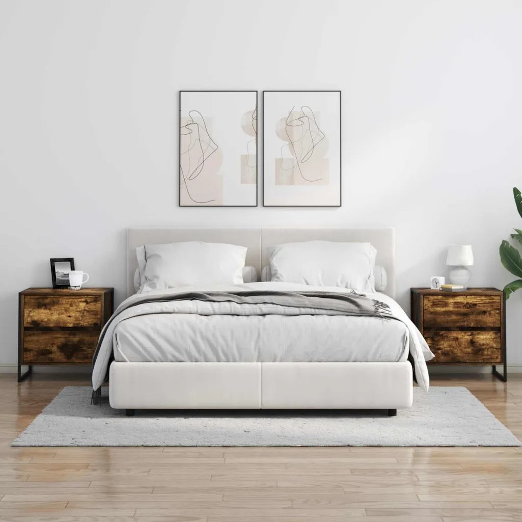 Éjjeli asztal 2 pcs Füstös tölgy 50 x 39.5 x 50 cm Faanyag