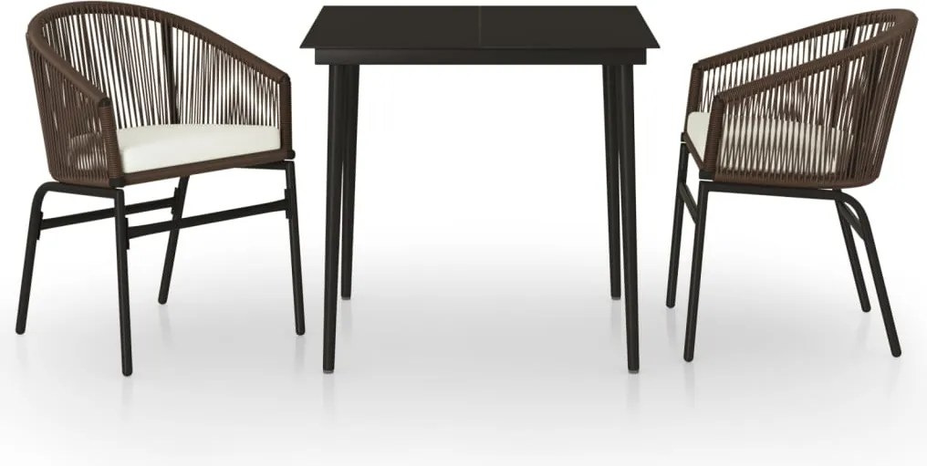 vidaXL 3 részes barna kerti étkezőgarnitúra