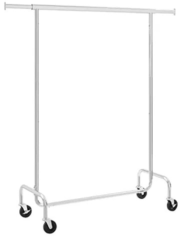 IRENE ruhatartó állvány kerekekkel, max. 130kg, 150x45x160cm, ezüst SongmicsHome