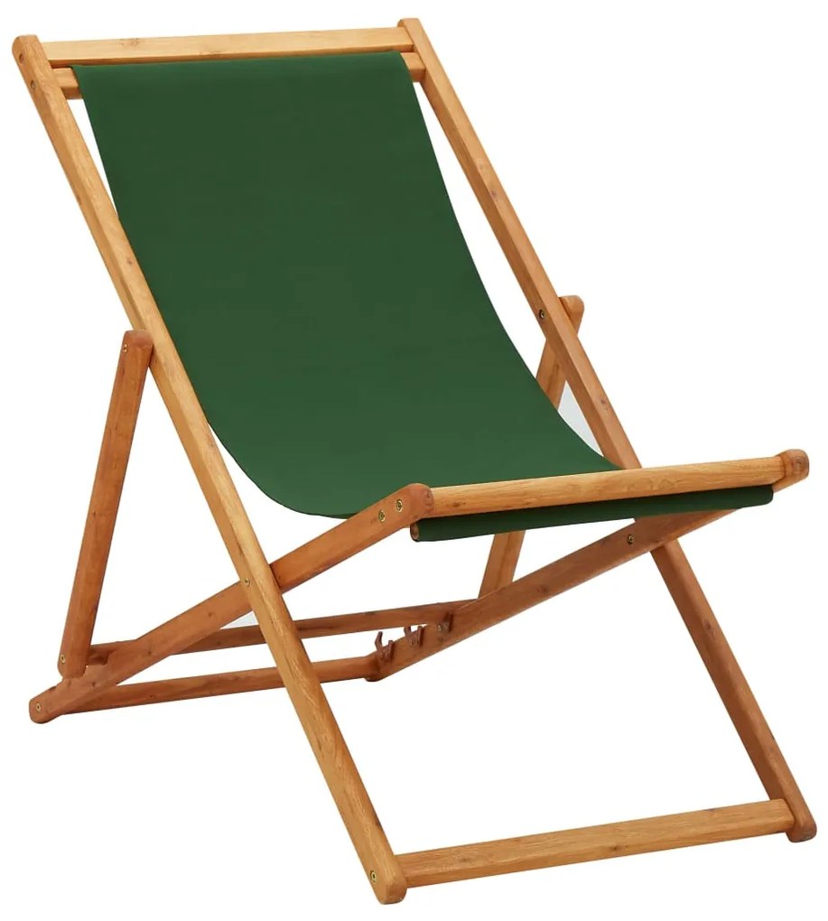 vidaXL zöld eukaliptuszfa és szövet összecsukható strandszék