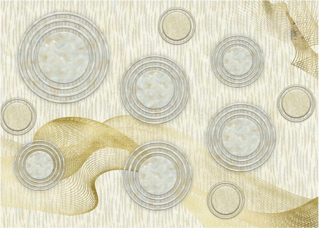 Kép - absztrakció, márvány körök (üvegen) (70x50 cm)