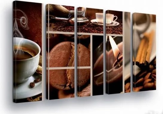 Vászonkép 150x100 Kávé szemes csésze aroma reggel energia konyha dekoráció