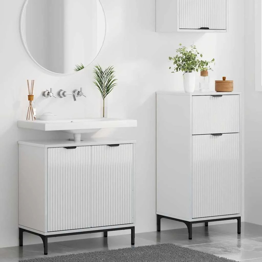 Fürdőszoba bútor szett 2 pcs Magasfényű fehér 39.5 x 36 x 88 cm