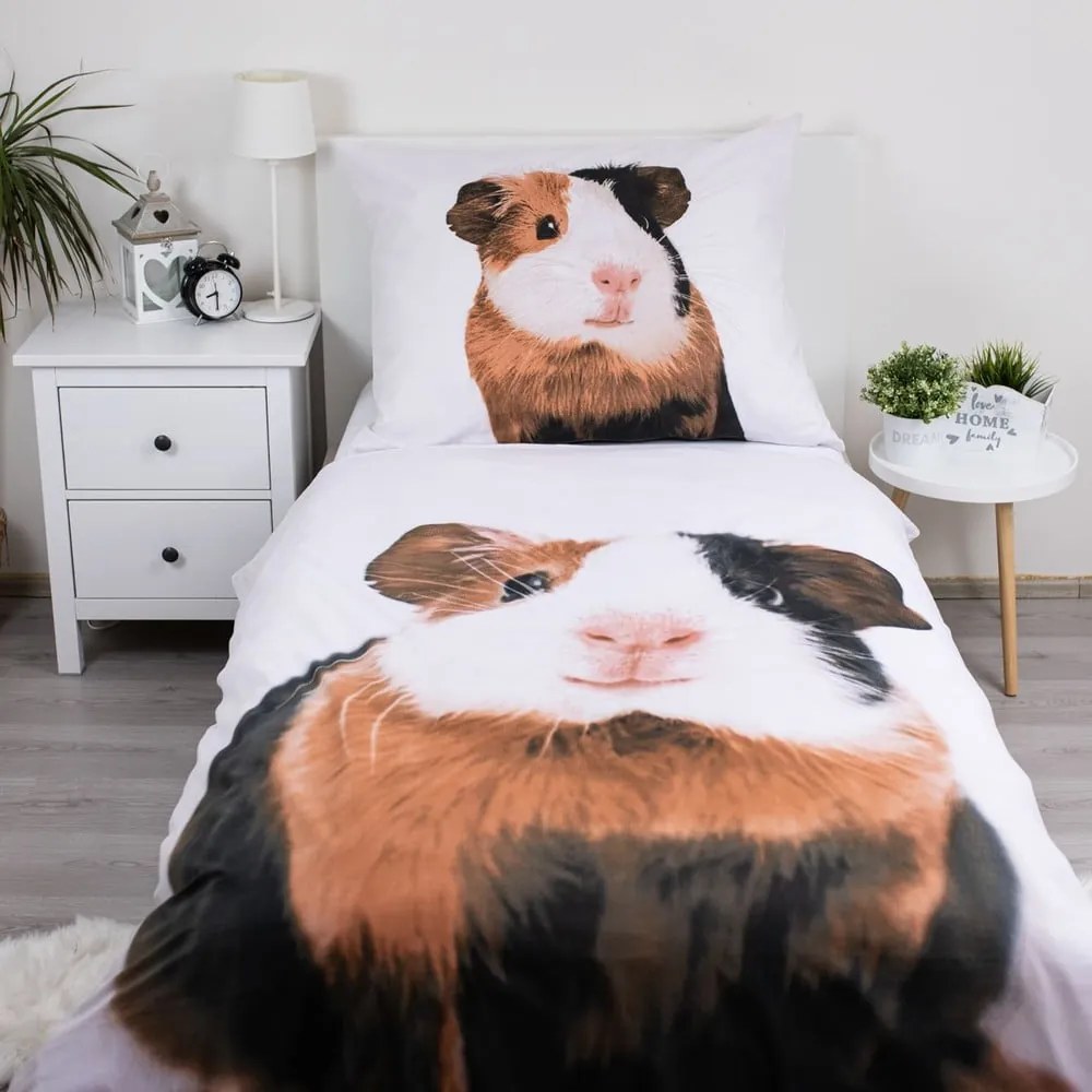 Fehér egyszemélyes pamut gyerek ágyneműhuzat 140x200 cm Guinea Pig – Jerry Fabrics