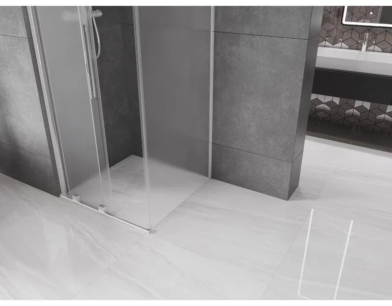 Mexen Velar, zuhanykabin tolóajtóval 100 x 100 cm, 8 mm-es mattüveg, króm, 871-100-100-31-01