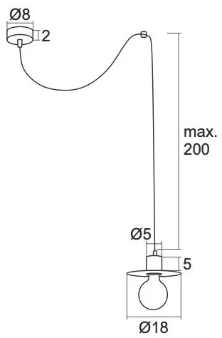 Argon 3835 - Csillár zsinóron CORSO 1xE27/15W/230V fekete