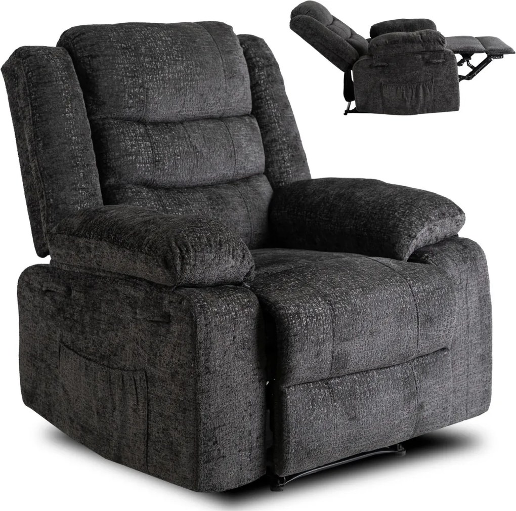 Dönthető fotel fekete bársony, ARTURO