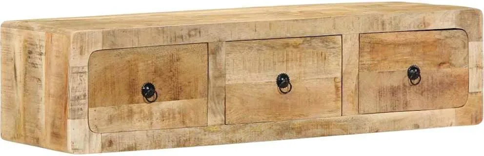 vidaXL tömör nyers mangófa falra szerelhető TV-szekrény 100x32x25 cm