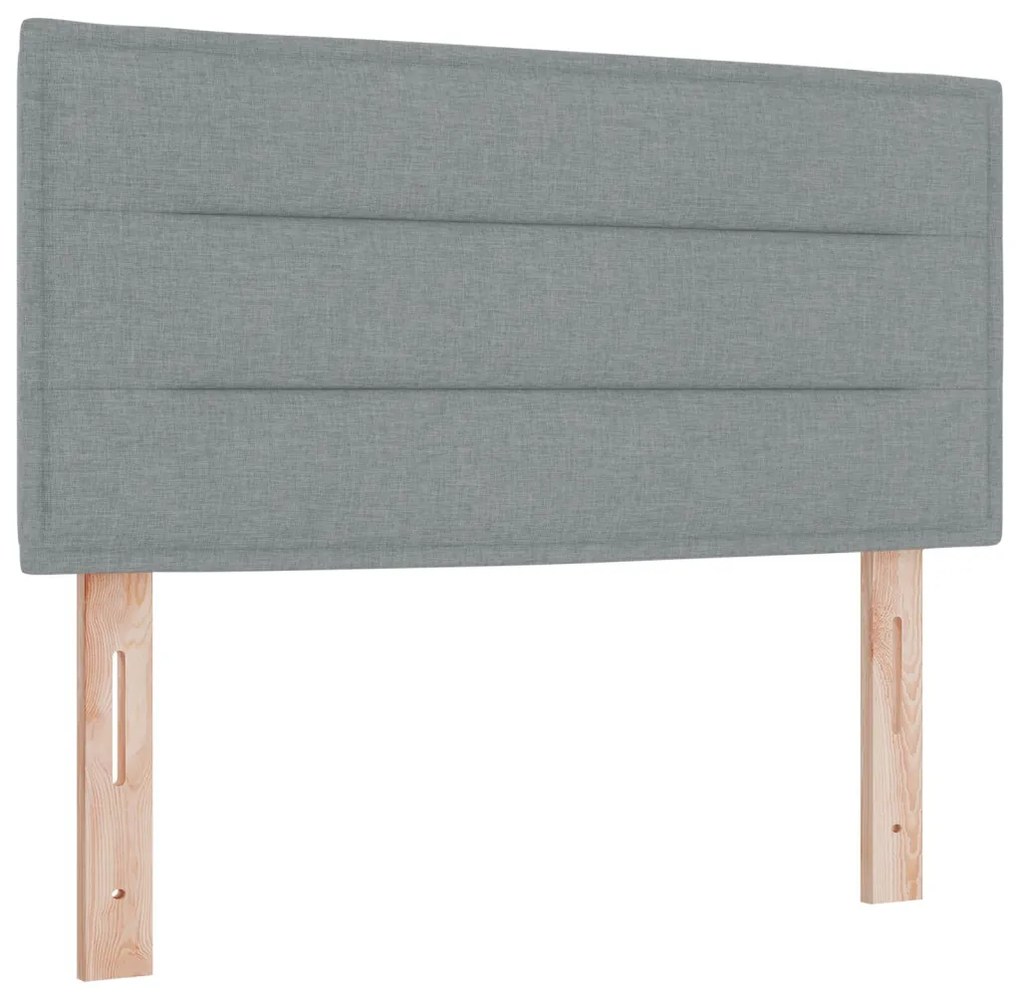Box Spring Ágy matraccal és LED világosszürke 90x200 cm szövet
