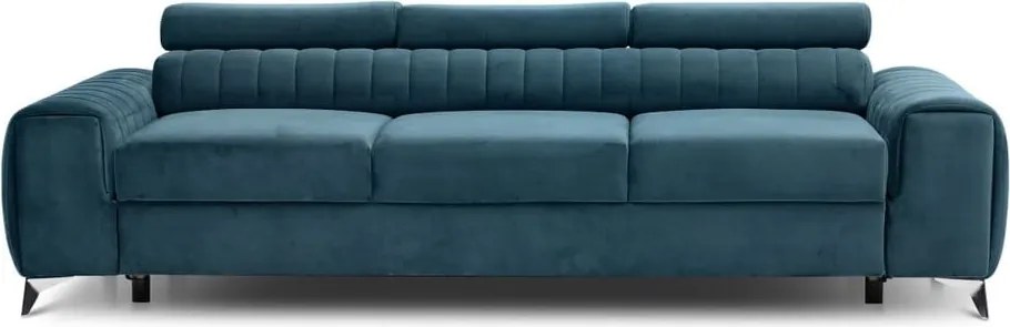 Kék bársony kinyitható kanapé 261 cm Laurence – ELTAP
