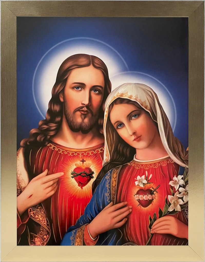 Vászonkép 45x35 Jézus És Mária Szíve Jézus Mária Arany Keret