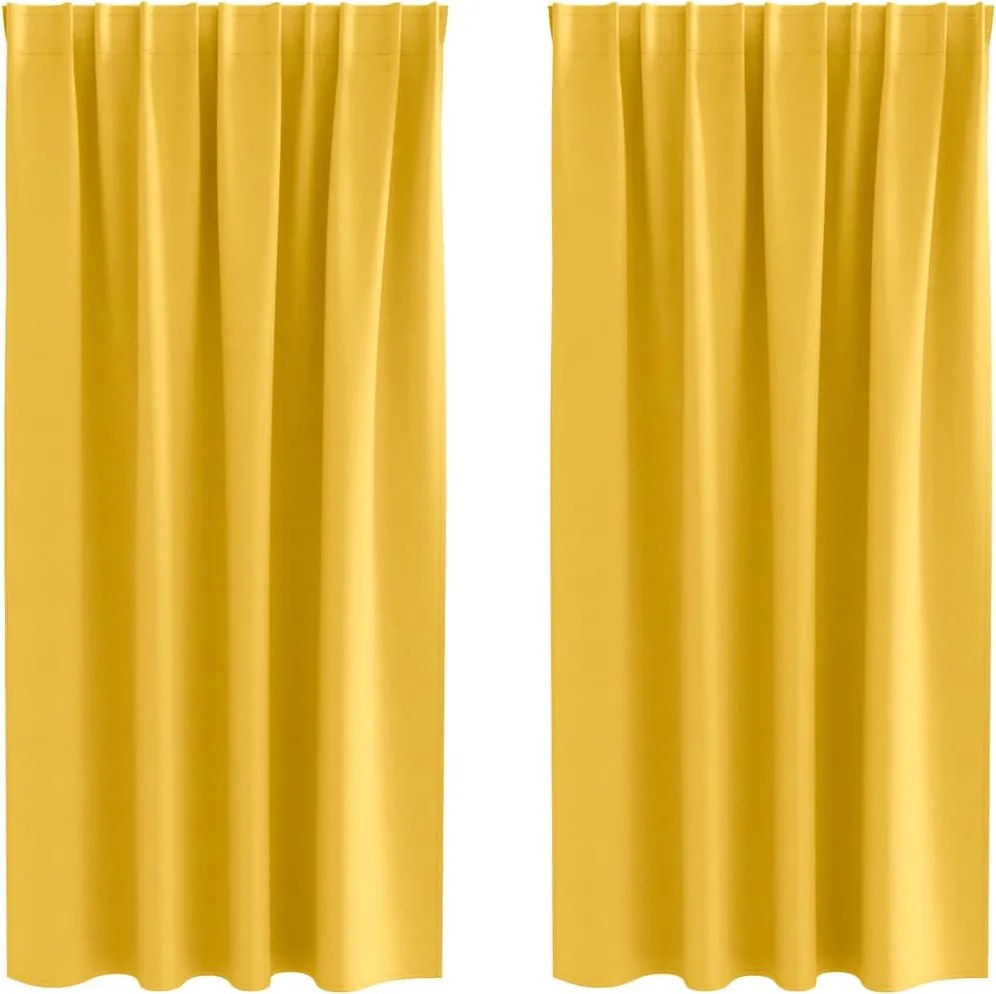 vidaXL Fekete Függöny Gyűrűkkel 2 pcs Mustár sárga 175 x 140 cm