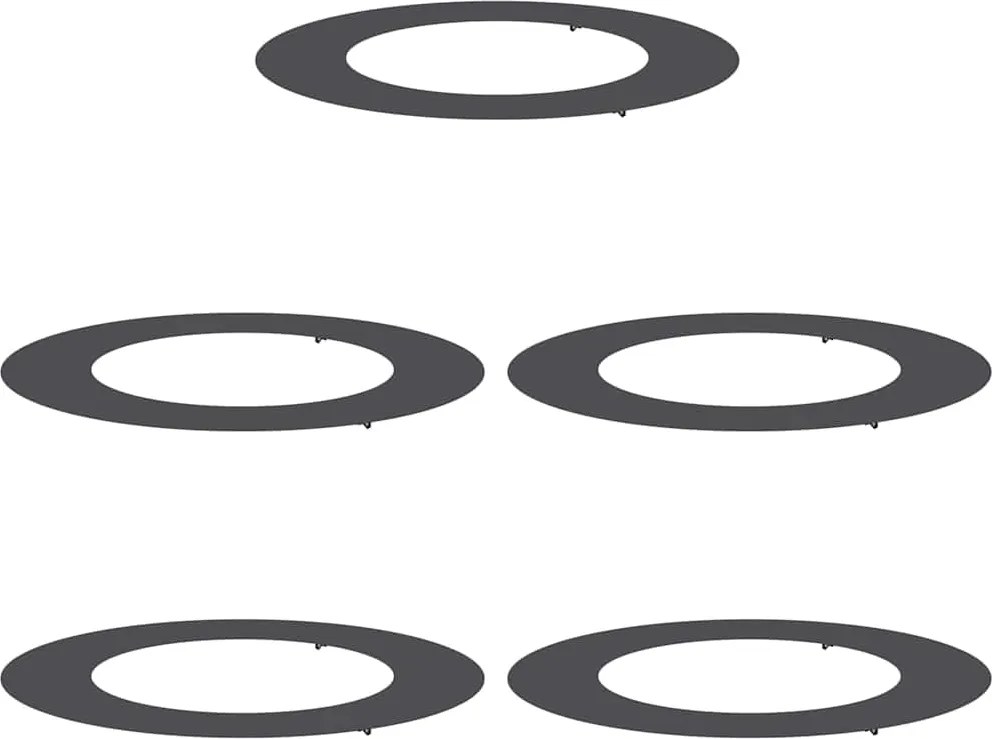 vidaXL Alkalmas lapos fa gyűrűkhez 5 pcs Fekete Ø50 / 80 cm Acél