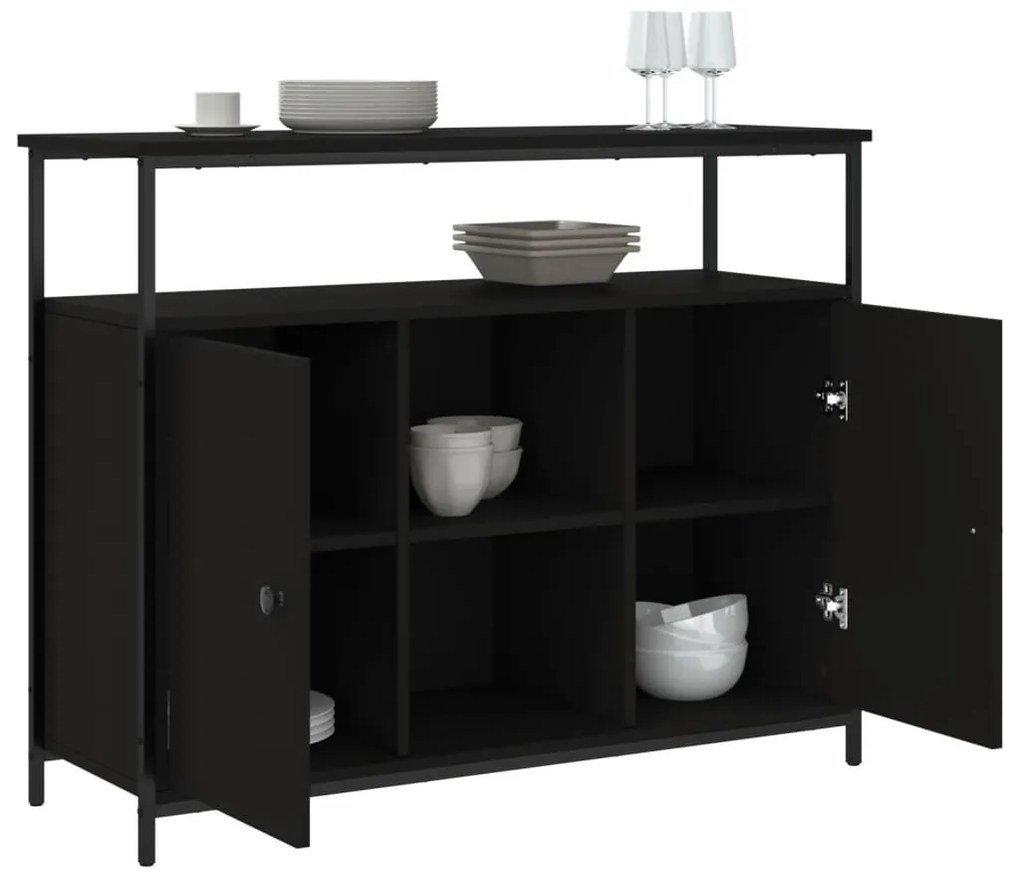 fekete szerelt fa tálalószekrény 100 x 35 x 80 cm
