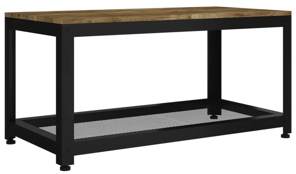 Sötétbarna és fekete MDF és vas dohányzóasztal 90x45x45 cm