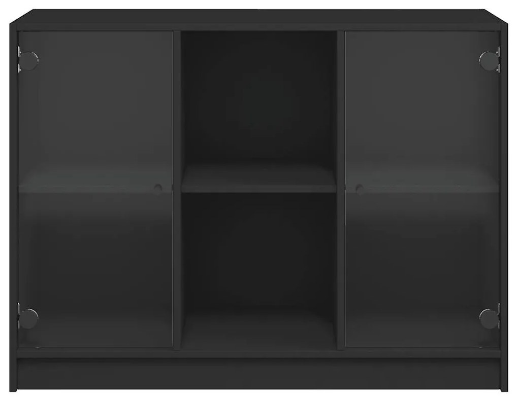fekete szerelt fa tálalószekrény 102x37x75,5 cm