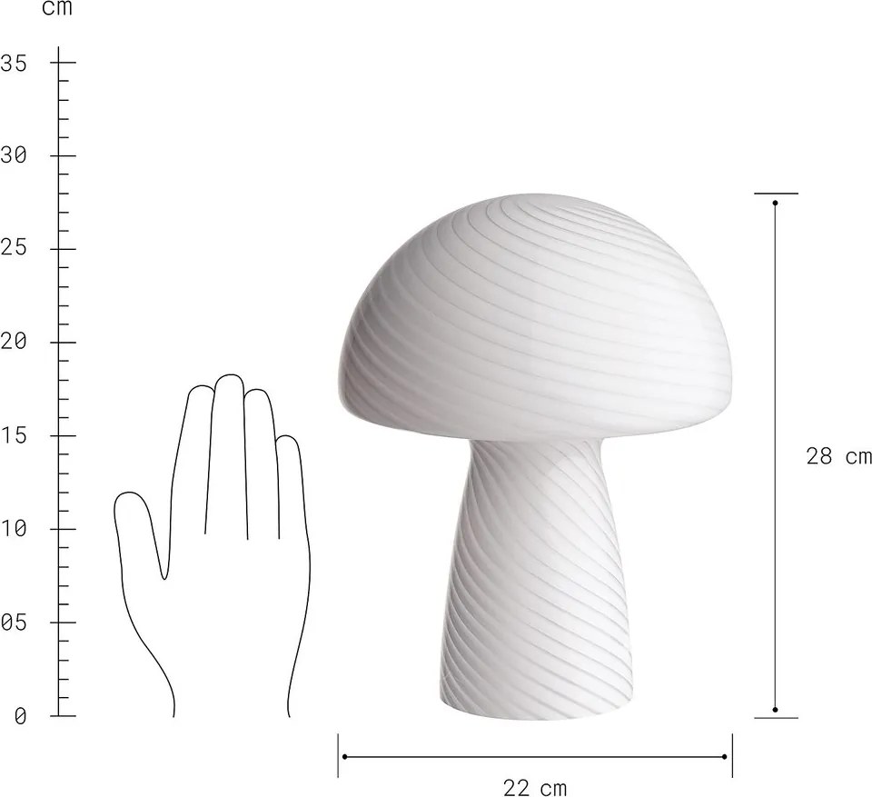 FUNGI TOWN üveg asztali lámpa, fehér