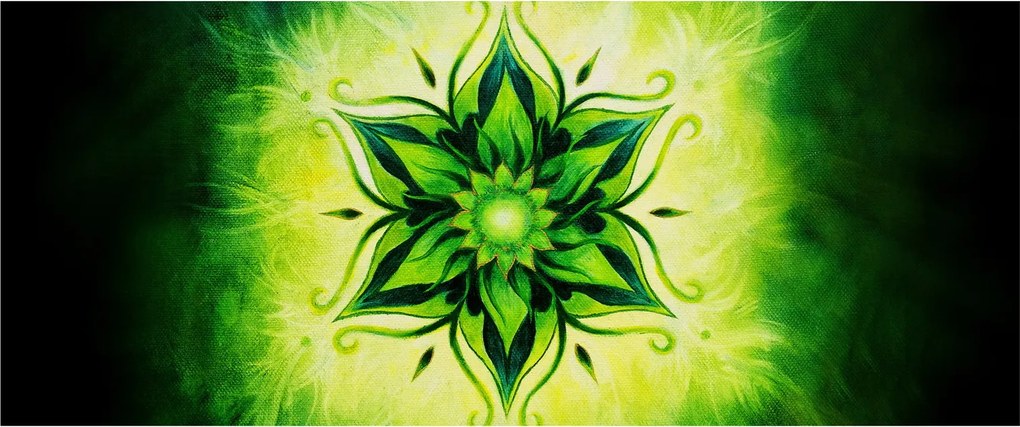 Kép - Virág mandala zöld háttérrel (120x50 cm)
