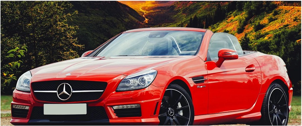 Kép - piros Mercedes (120x50 cm)