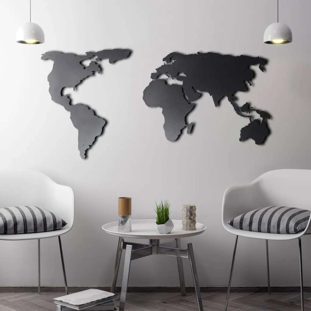 World fém fali dekoráció, 60×120 cm