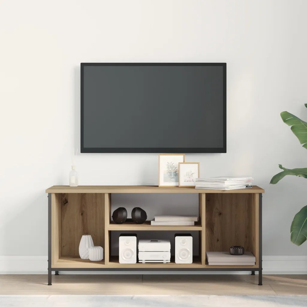 TV állvány Tölgyfa MDF, Fém 102 x 35 x 45 cm TV állvány