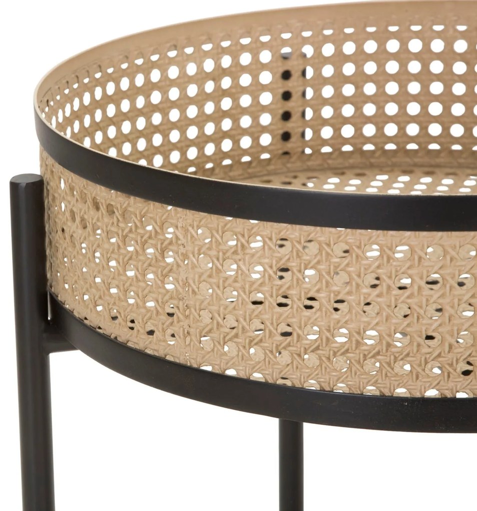 rattan hatású fém virágtartó állvány – 2 db, fekete vázzal