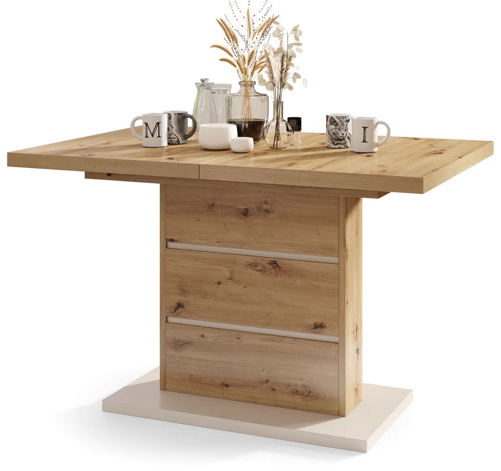 Mazzoni PIANO Artisan Tölgy/Bézs (Pezsgő) - 200 cm-es MODERN NYITHATÓ ASZTAL!